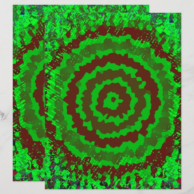 Grünes abstraktes Blumen-Scrapbook-Papier 2-seitig (Vorne/Hinten)