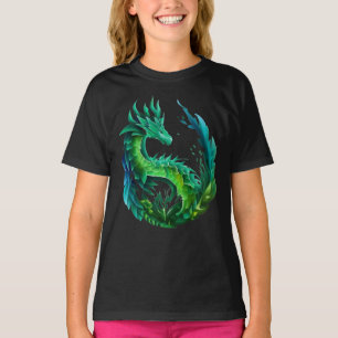 Grünes abstraktes Drachen-Naturdesign T-Shirt