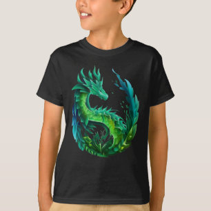 Grünes Abstraktes Drachendesign T-Shirt