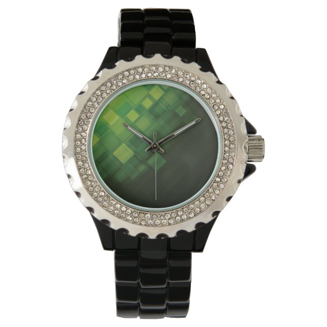 Grünes abstraktes Technologiedesign Armbanduhr (Vorderseite)