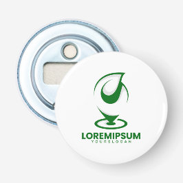 Grünes abstraktes Wassertröpfchen- und Globus-Logo Flaschenöffner