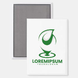 Grünes abstraktes Wassertröpfchen- und Globus-Logo Magnet