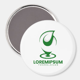 Grünes abstraktes Wassertröpfchen- und Globus-Logo Magnet