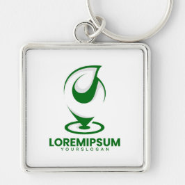 Grünes abstraktes Wassertröpfchen- und Globus-Logo Schlüsselanhänger