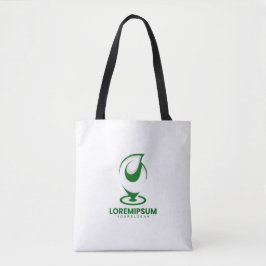 Grünes abstraktes Wassertröpfchen- und Globus-Logo Tasche