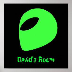 Grünes alien-Kopf-Plakat/Druck Poster