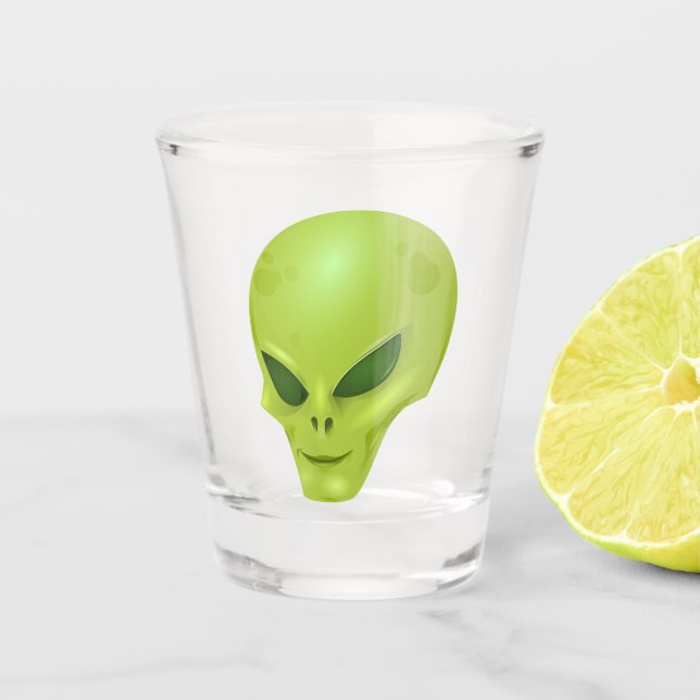 grünes Alien Schnapsglas (Vorderseite)