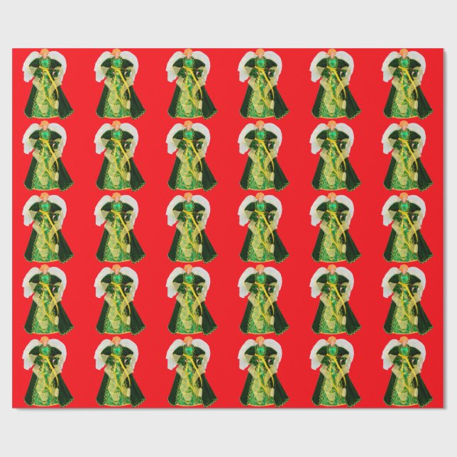 Grünes Angelpapier Geschenkpapier (Flach)