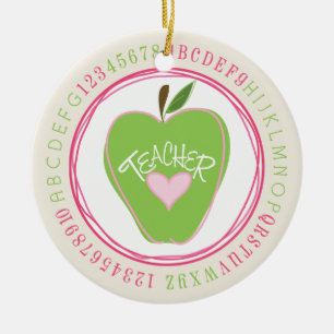 Grünes Apple u. Alphabet-Lehrer-Verzierung Keramik Ornament
