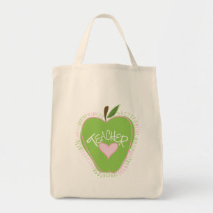 Grünes Apple u. Herz-Alphabet-Lehrer-Tasche Tragetasche