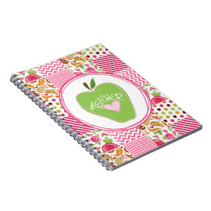 Grünes Apple u. Patchwork-Lehrer-Notizbuch Notizblock