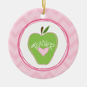 Grünes Apple u. Zickzack-Lehrer-Verzierung Keramik Ornament