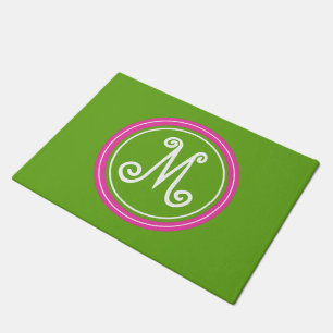 Grünes Apple und Diva-rosa Monogramm Fußmatte