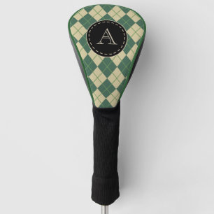 Grünes Argyle-Golfschlägercover mit Monogramm Golf Headcover