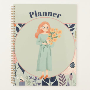 Grünes Ästhetik-Blumen-Design Planer