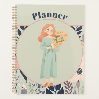 Grünes Ästhetik-Blumen-Design  Planer