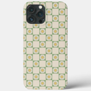 Grünes ästhetisches kariertes Sonnenblumen Y2K Mus Case-Mate iPhone Hülle