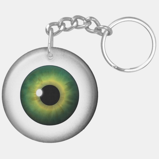 Grünes Auge Eyeball Rund zwei seitliche Acryl-Schl Schlüsselanhänger (Rückseite komplett)