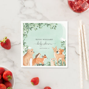 Grünes Baby-Duschpapier Napkin für Waldtiere Serviette