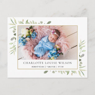 Grünes Baby-Foto-Geburtsankündigung Danke Postkarte