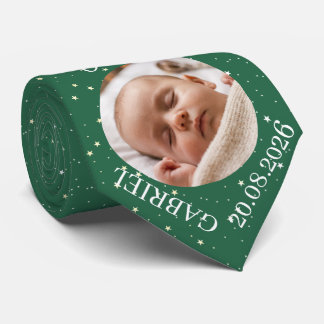 Grünes Baby-Foto Name Jahr Dad Erinnerungsstück Krawatte