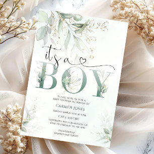 Grünes Babyshower Einladung