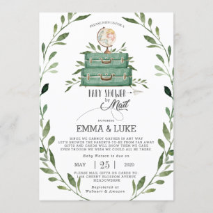 Grünes Babyshower per Post für Fernreisen Einladung