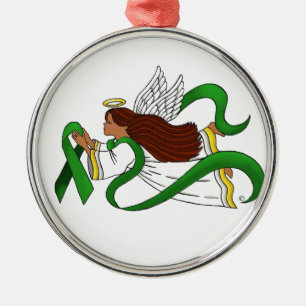 "Grünes Band-" ethnischer Engel Silbernes Ornament