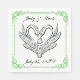 Grünes Band Silver Swans Papier Napkins Serviette