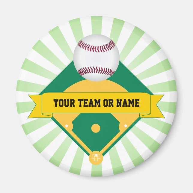 Grünes Baseball-Feld mit benutzerdefiniertem Teamn Magnet (Vorne)