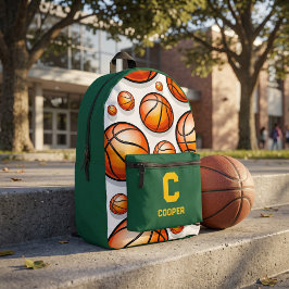 Grünes Basketballmuster Bedruckter Rucksack