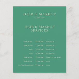 Grünes Beige Budget Hochzeitsfeier - Timeline Flyer