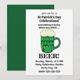 Grünes Bier Glücklicher St. Patricks Tag Grünes Bi Einladung