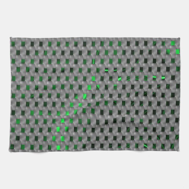 Grünes Bild unter grauen Plaques, längliche Quadra Geschirrtuch (Horizontal)