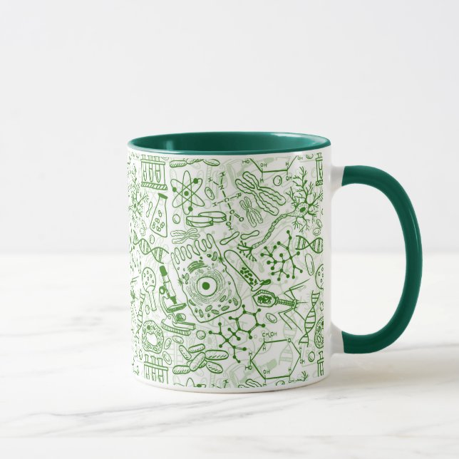 Grünes Biologie-Muster Tasse (Rechts)