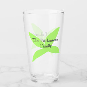 Grünes Blatt abstrakt Pastell Familienname Retro B Glas