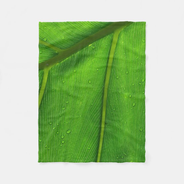 Grünes Blatt Fleecedecke (Vorderseite)