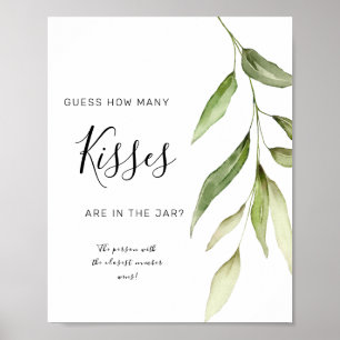 Grünes Blatt Florales Rustikales Wie viele Küsse S Poster