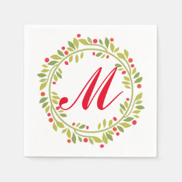 Grünes Blatt für den Urlaub Rotes Monogramm Serviette