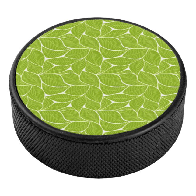 Grünes Blätter Eishockey Puck (3/4)