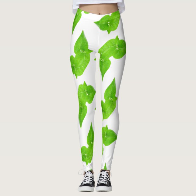 Grünes Blätter Leggings (Vorderseite)