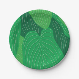 Grünes Blätter Muster Party Pappteller