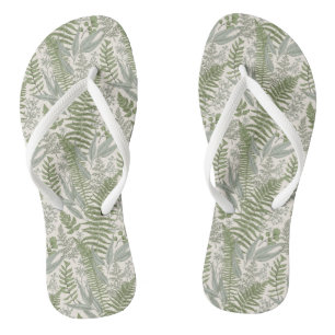 Grünes Blattmuster Flip Flops