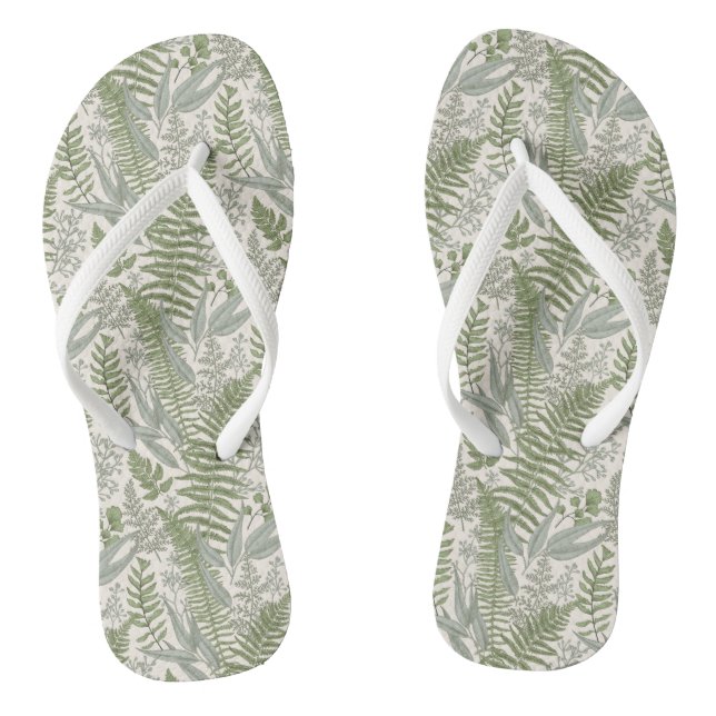 Grünes Blattmuster Flip Flops (Fußbett)