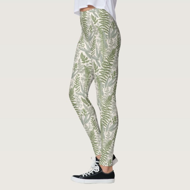 Grünes Blattmuster Leggings (Links)
