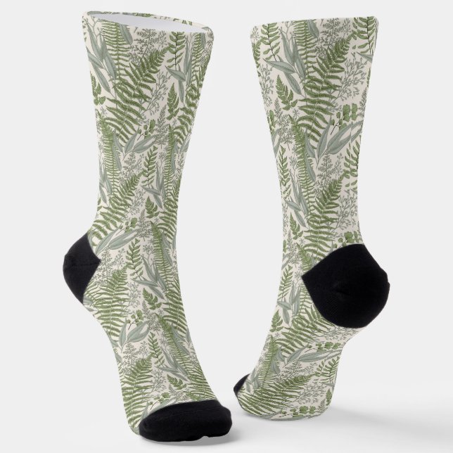 Grünes Blattmuster Socken (Gewinkelt)