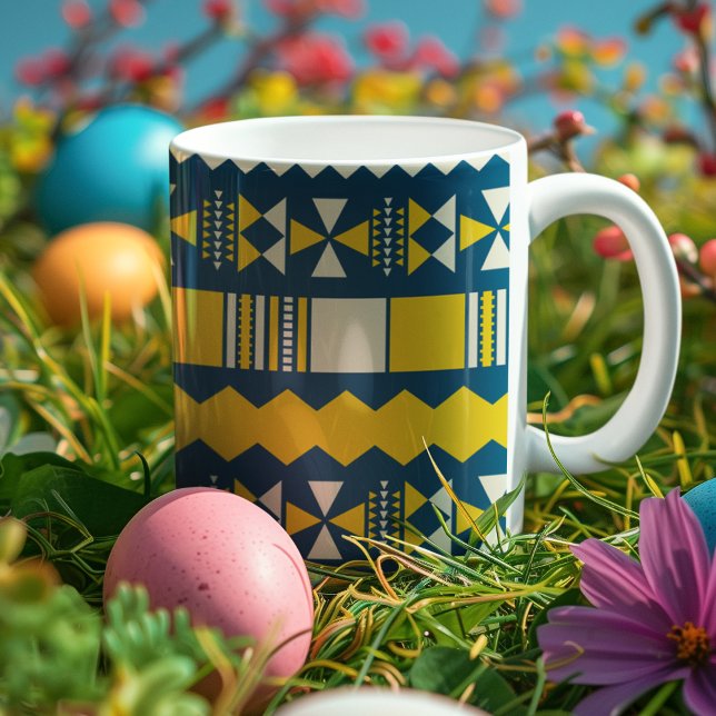 Grünes Blau Traditionelles Stammmuster Kaffeetasse (mug)