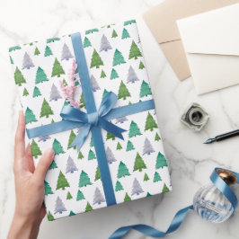 Grünes blaues Baumkronengeflecht-Muster Geschenkpapier
