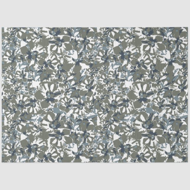 Grünes blaues Blütenmuster Seidenpapier (Vorderseite)