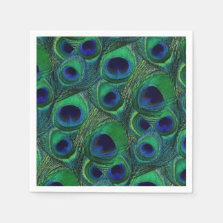 Grünes, blaues, Lila Pfauenfederpapier Napkins Serviette